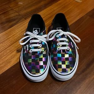 metallic checkerboard vans